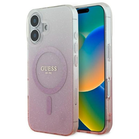 Guess IML Glitter Gradient MagSafe - Case for iPhone 16 Plus (Pink)