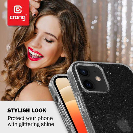 Crong Glitter Case - Etui iPhone 12 Mini (przezroczysty/srebrny)