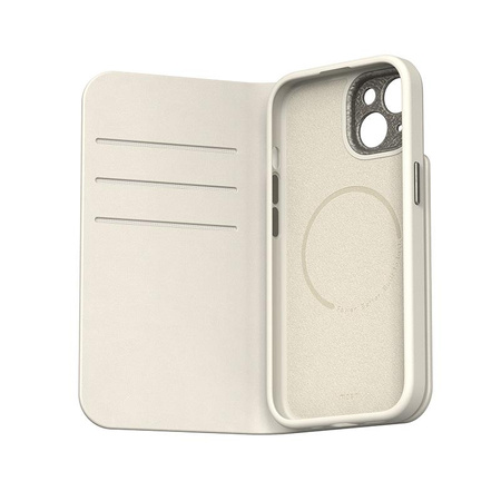 Moshi Overture MagSafe - Leather 3-in-1 flip case for iPhone 15 Plus (Eggnog White)