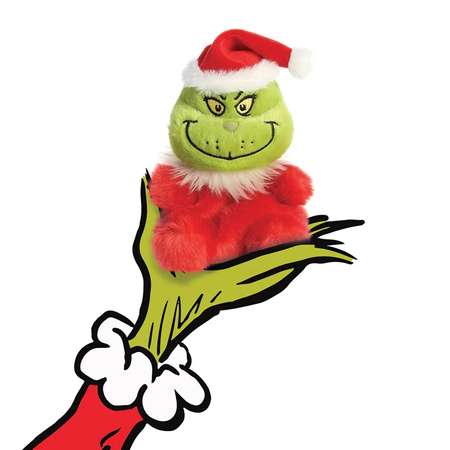 Grinch – Plyšová hračka / mazlíček sedící Grinch v kostýmu Santa Clause 13 cm z kolekce Palm Pals Eco-Friendly