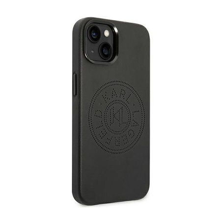 Karl Lagerfeld Lederhülle mit perforiertem Logo - iPhone 14 Tasche (schwarz)