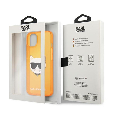 Karl Lagerfeld Choupette Head - iPhone 13 mini tok (fluo narancssárga)