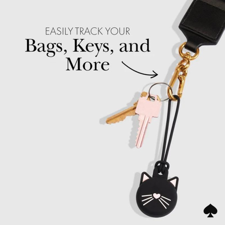 Kate Spade New York Holder – Schützende Hülle Schlüsselanhänger für Apple AirTag 1 / 2 (Black Cat)