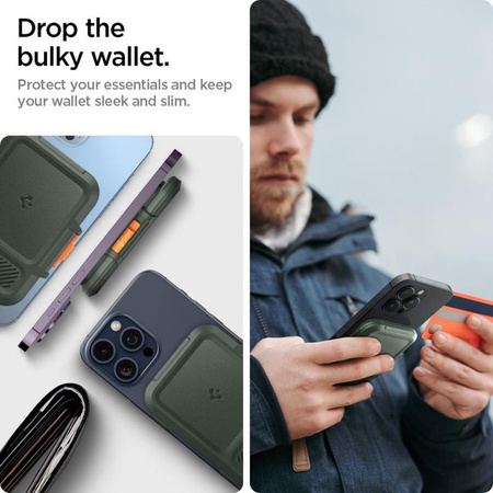 Spigen Lock Fit MagSafe - Magnetische Brieftasche (Militärgrün)