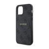 Guess 4G Collection Leder Metall Logo MagSafe - iPhone 12 / iPhone 12 Pro Tasche (schwarz)