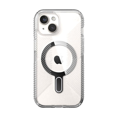Speck Presidio Perfect-Clear Grip ClickLock & MagSafe - pouzdro pro iPhone 16e / iPhone 15 / iPhone 14 / iPhone 13 (Clear / Chrome Finish / Serene Silver)