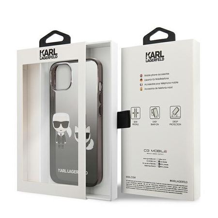 Karl Lagerfeld Gradient Ikonik Karl & Choupette - Etui iPhone 13 (czarny)