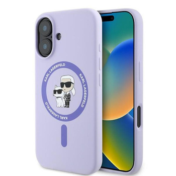 Karl Lagerfeld Silikonové pouzdro Karl & Choupette Ring MagSafe - iPhone 16 Plus (fialové)