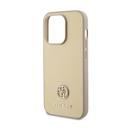 Guess 4G Strass Metall Logo - iPhone 15 Pro Tasche (Gold)