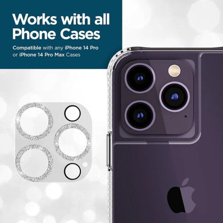 Case-Mate Sparkle Lens Protector - Verre de protection pour iPhone 14 Pro / iPhone 14 Pro Max (Twinkle)