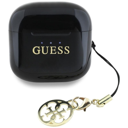 Guess Glossy Effect Printed Classic Logo & Charm - TWS Bluetooth Headphones + Charging Case (Black)