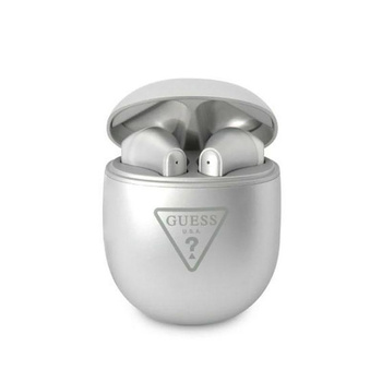 Guess Triangle Logo - TWS headphones + docking station (silver)