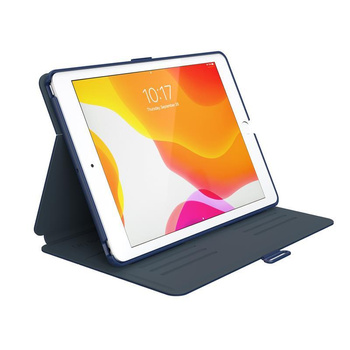 Speck Balance Folio - Étui pour iPad 10.2" 9 (2021) / 8 (2020) / 7 (2019) avec revêtement MICROBAN (Bleu côtier/Gris anthracite)