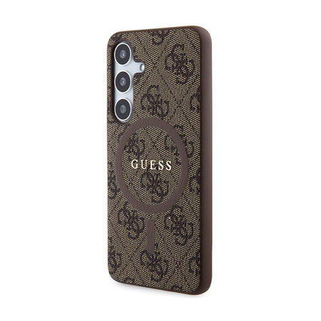 Guess 4G Collection bőr fém logós MagSafe - Samsung Galaxy S24 tok (barna)