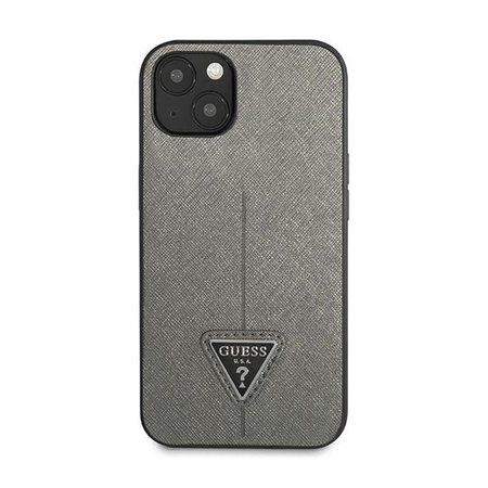 Guess Saffiano Triangle Logo Case - Hülle für iPhone 14 (Silber)