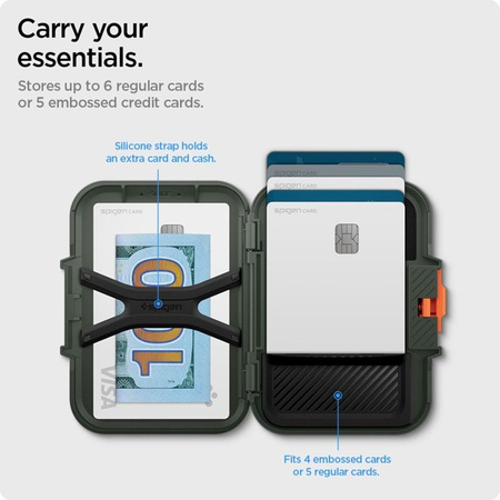 Spigen Lock Fit MagSafe - Magnetická peněženka (Military Green)