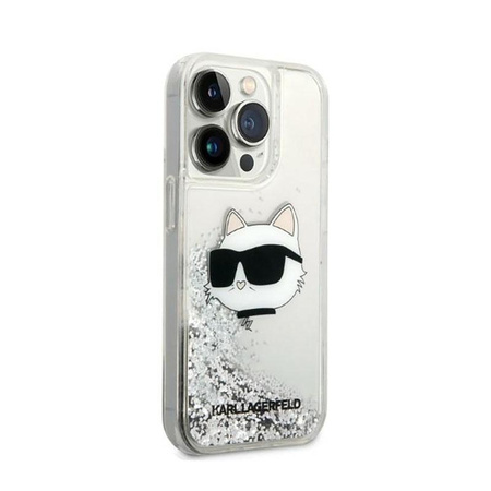 Karl Lagerfeld Liquid Glitter NFT Choupette Head - Hülle für iPhone 14 Pro Max (Silber)