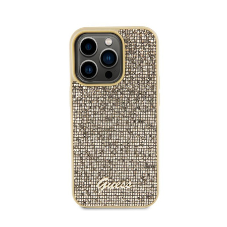 Guess Disco Metal Script - Hülle für iPhone 15 Pro (Gold)