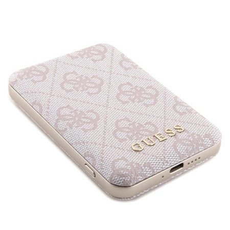 Guess Bundle Pack MagSafe 4G Metal Gold Logo - Case set + Power Bank 5000mAh MagSafe iPhone 15 (pink)