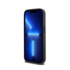 Kožené pouzdro DKNY s kostkovaným jednobarevným vzorem a tištěnými pruhy - iPhone 15 Pro Max (černé)