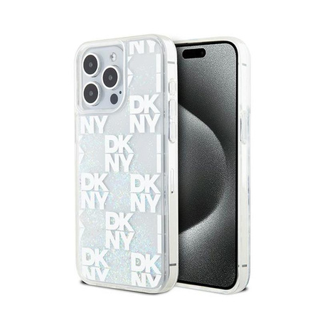 DKNY Liquid Glitter Multilogo - Coque iPhone 15 Pro Max (blanc)