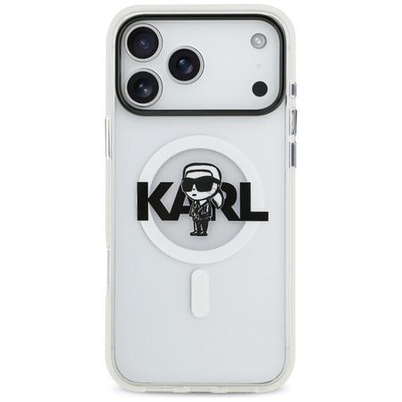 Karl Lagerfeld IML Karl Sketch Logo MagSafe - Custodia per iPhone 17 Pro Max (trasparente)