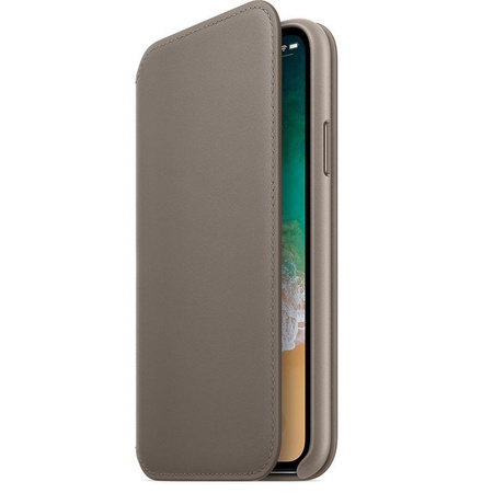 Apple Leather Folio - Bőr iPhone X tok kártyazsebekkel (világos bézs)