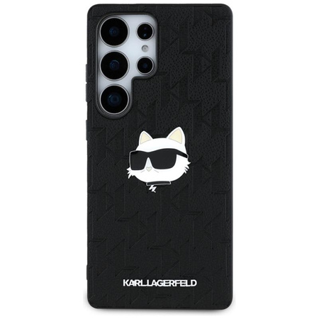 Karl Lagerfeld Leder Monogramm Pin Logo Choupette Kopf - Samsung Galaxy S25 Ultra Tasche (schwarz)
