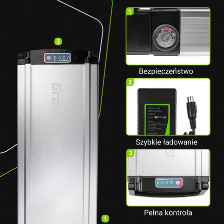 Green Cell - E-Bike Batterie mit Ladegerät 36V 12Ah 432Wh Li-Ion RCA