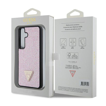 Guess Rhinestone Triangle - Hülle für Samsung Galaxy S24 (Rosa)