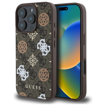 Guess Pfingstrose auf 4G Hintergrund MagSafe - iPhone 16 Pro Max Tasche (braun)
