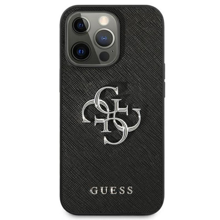 Guess Saffiano 4G Big Silver Logo - iPhone 13 Pro Max tok (fekete)
