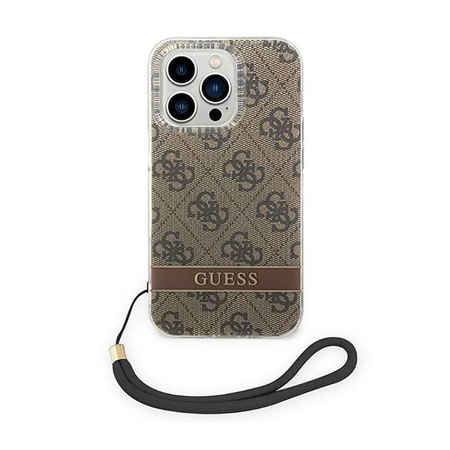 Guess 4G Print Cord - pouzdro pro iPhone 14 Pro (hnědé)