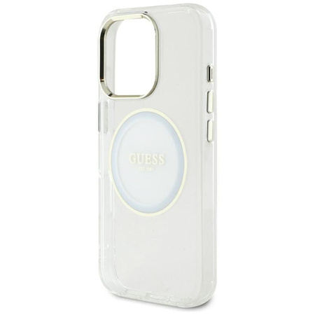 Guess IML Metal Colored Circle Classic Logo MagSafe - Pouzdro pro iPhone 16 Pro Max (bílá)