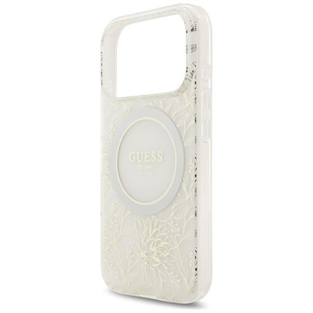 Guess IML Flowers Electro Pearl Strap MagSafe - Case iPhone 17 Pro (white)