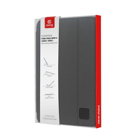 Crong FlexFolio - Étui pour iPad mini 6 (2021) avec Apple Pencil (noir)