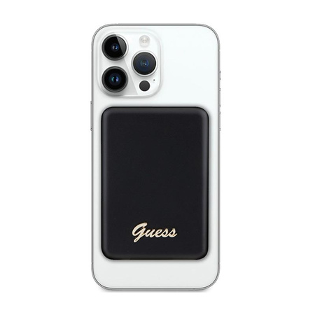 Guess Metal Script Logo MagSafe - Indukční powerbanka 5000 mAh 15W MagSafe (černá)