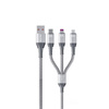 WEKOME WDC-170 Raython Series - propojovací kabel 3 v 1 USB-A na USB-C + Lightning + Micro USB 1,2 m s rychlým nabíjením (stříbro)