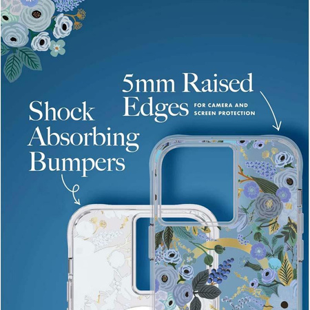 Rifle Paper Clear MagSafe – Hülle für iPhone 14 Pro Max (Garden Party Blue)