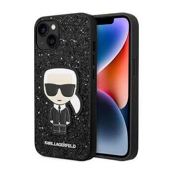 Karl Lagerfeld Glitter Flakes Ikonik - Coque pour iPhone 14 Plus (noir)