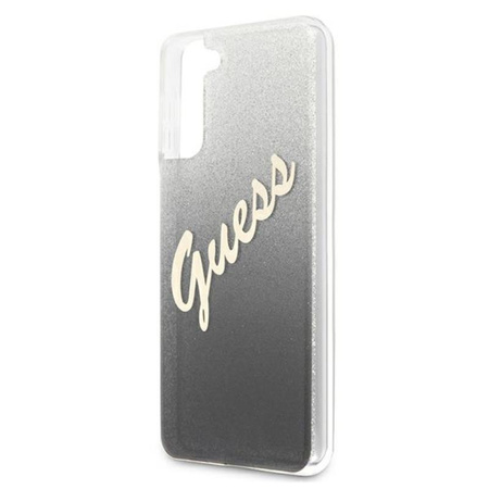 Guess Glitter Gradient Script - pouzdro pro Samsung Galaxy S21+ (černé)