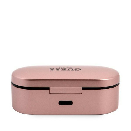 Guess True Wireless Earphones BT5.0 5H - Słuchawki TWS + etui ładujące (różowy)