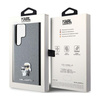 Karl Lagerfeld Saffiano Karl & Choupette Metal Pin - Samsung Galaxy S24 Ultra Tasche (grau)