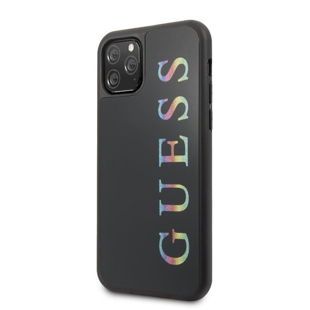 Guess Double Layer Glitter Case Logo Multicolor - iPhone 11 Pro Tasche (Schwarz/Multicolor)