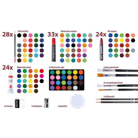 ZESTAW DO MALOWANIA RYSOWANIA ARTYSTYCZNY DLA DZIECI PĘDZLE FARBKI WALIZKA