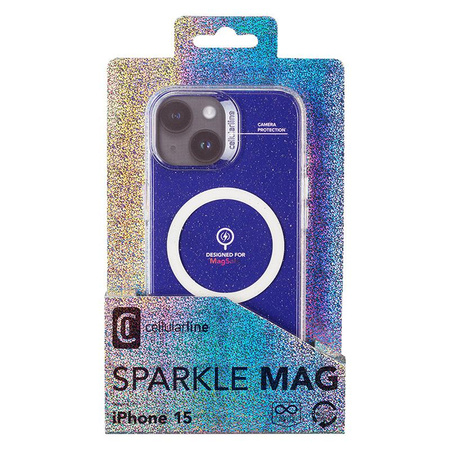 Cellularline Sparkle Mag - iPhone 15 MagSafe Case (Transparent)