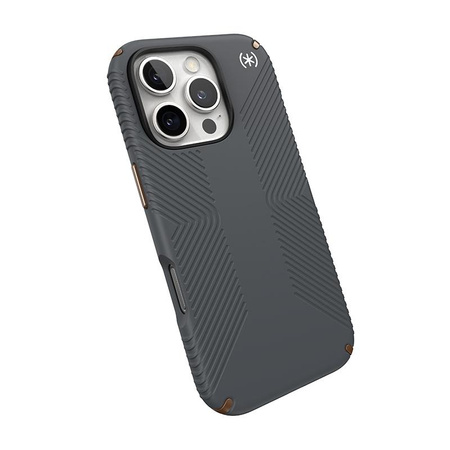 Speck Presidio2 Grip - pouzdro pro iPhone 16 Pro (Charcoal Grey / Cool Bronze / White)