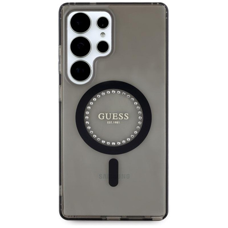 Guess Rhinestones Printed Classic Logo MagSafe - Hülle für Samsung Galaxy S25 Ultra (schwarz)