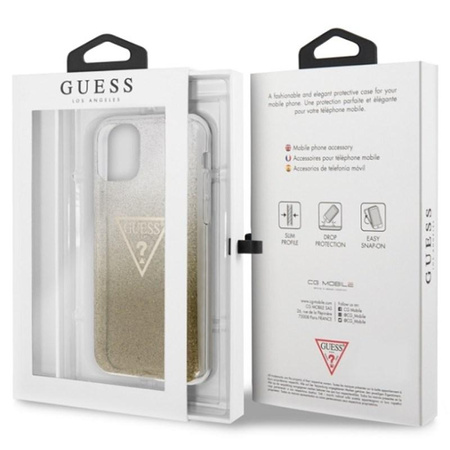 Guess Solid Glitter Triangle - Coque iPhone 11 (Or)