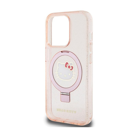 Hello Kitty Ring Stand Glitter Electrop Logo MagSafe - iPhone 15 Pro Tasche (rosa)